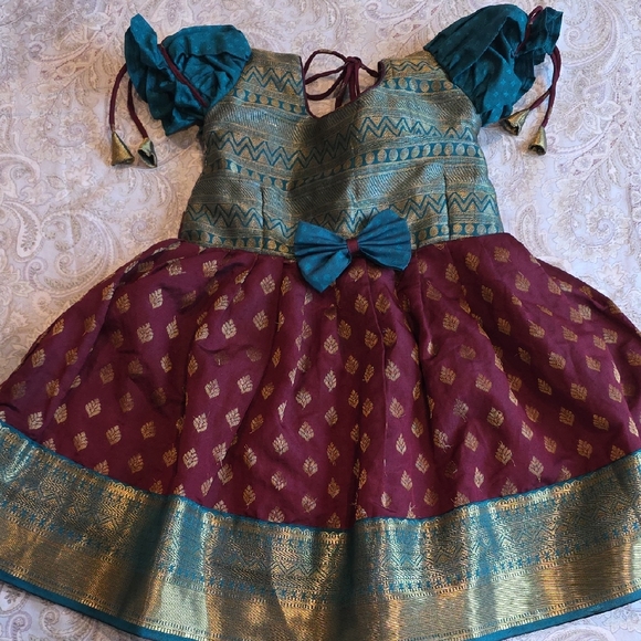 Other - Elegant Kids Costume Dress with Teal and Maroon Accents
